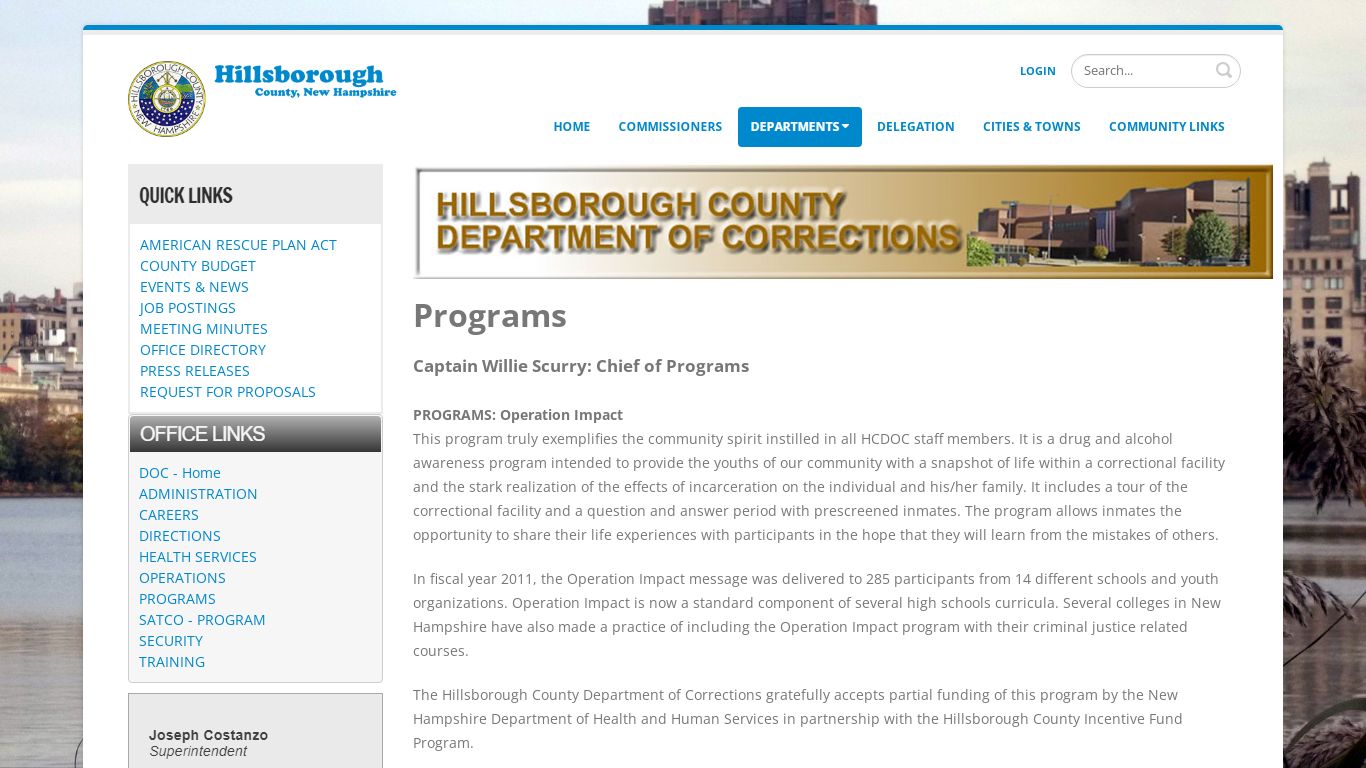 Hillsborough County > Departments > Department of Corrections > Programs
